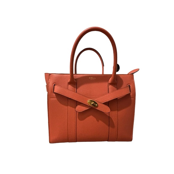 MULBERRY Small Classic Grain Small Bayswater Zip Tote Orange - Picture 3 of 11